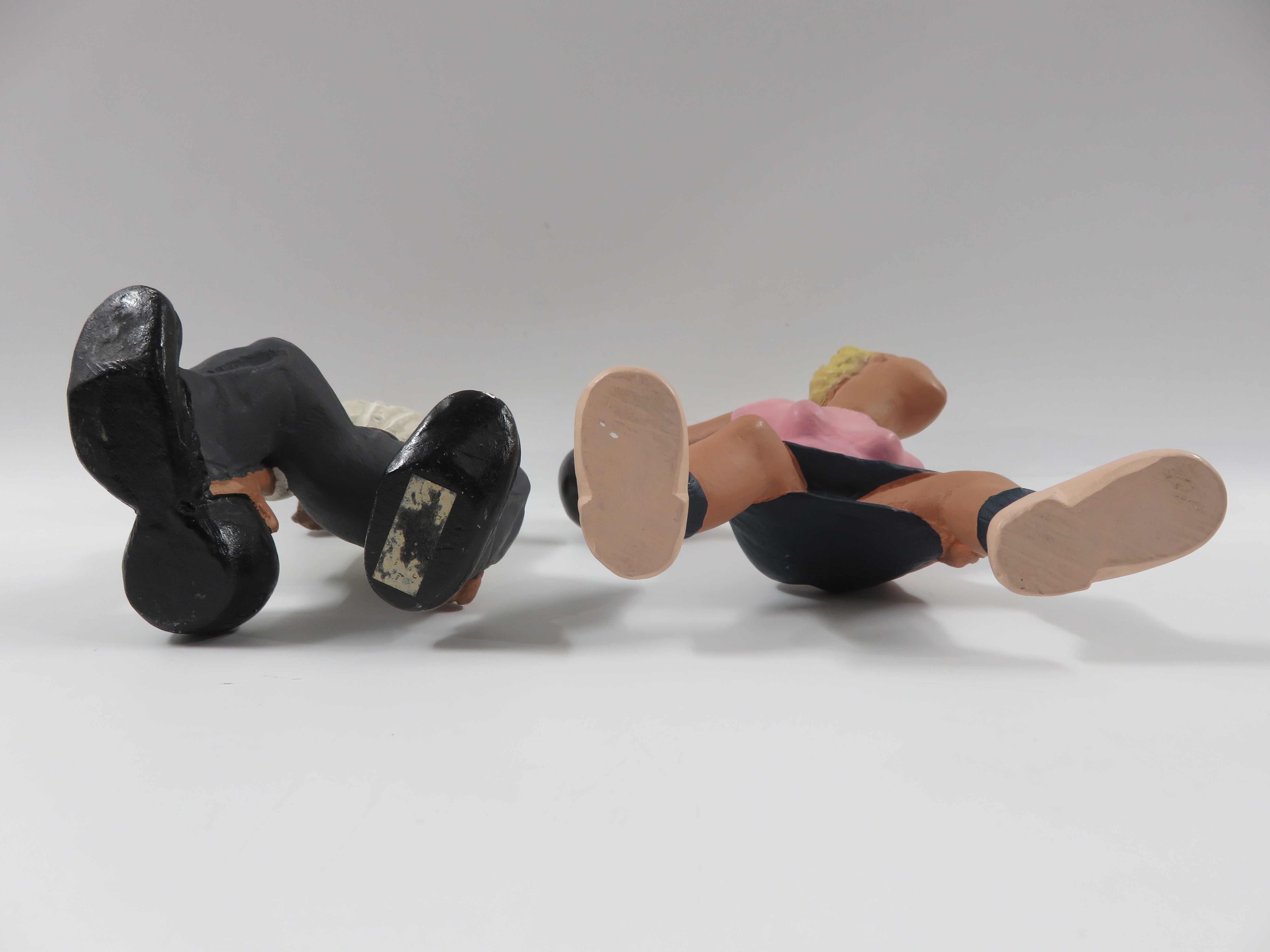 VINTAGE Bowling Figure Pair Set - L. L. Rittgers (c. 1940s) Collectible Sport Chalkware Statuettes